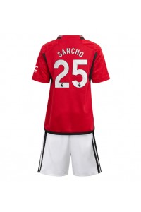 Fotbalové Dres Manchester United Jadon Sancho #25 Dětské Domácí Oblečení 2023-24 Krátký Rukáv (+ trenýrky)